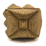 Spectacular Large Gold Painted Tramp Art Box with Many Hearts