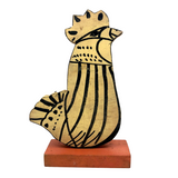 Great Hand-painted Yellow Cutout Wooden Chicken on Orange Base