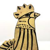 Great Hand-painted Yellow Cutout Wooden Chicken on Orange Base