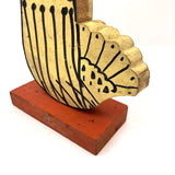 Great Hand-painted Yellow Cutout Wooden Chicken on Orange Base