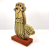 Great Hand-painted Yellow Cutout Wooden Chicken on Orange Base