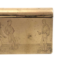 Wonderful Antique Engraved Snuff Box with Lawn Bowlers (Presumed British Trench)
