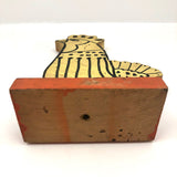 Great Hand-painted Yellow Cutout Wooden Chicken on Orange Base