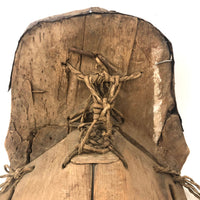 Incredible Sculptural Antique Wooden Saddle with Original Rope Joinings
