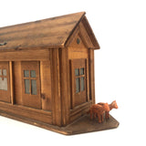 Antique Wooden Erzgebirge Noah's Ark with Two Guardians