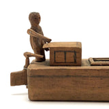Fabulous Carved Folk Art Man and Boat with Moveable Arms and Rudder