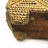 Spectacular Large Gold Painted Tramp Art Box with Many Hearts