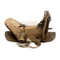Incredible Sculptural Antique Wooden Saddle with Original Rope Joinings