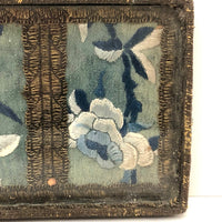 SOLD 19th C. Chinese Silk Embroidery with Gold Trim Under Glass (Tray)