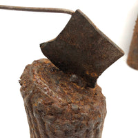 Heavy Welded Iron Folk Art Bookends with Axes