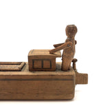 Fabulous Carved Folk Art Man and Boat with Moveable Arms and Rudder