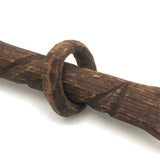 Very Old Pine Carved whimsy Rattle with Fish, Heart, Crosses and Snake!