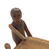 Fabulous Carved Folk Art Man and Boat with Moveable Arms and Rudder