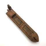 Fabulous Carved Folk Art Man and Boat with Moveable Arms and Rudder