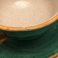 Italian Faience Green and Orange Lidded Bowls and Plates-Reserved for KS