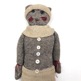 Sweet Old Knit Sock Doll Kitty with Leather Booties