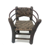 Beautifully Crafted Antique Carved Wood and Woven Ash Splint Chair