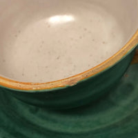 Italian Faience Green and Orange Lidded Bowls and Plates-Reserved for KS