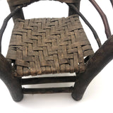 Beautifully Crafted Antique Carved Wood and Woven Ash Splint Chair