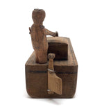 Fabulous Carved Folk Art Man and Boat with Moveable Arms and Rudder