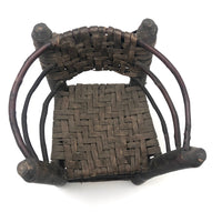 Beautifully Crafted Antique Carved Wood and Woven Ash Splint Chair