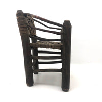 Beautifully Crafted Antique Carved Wood and Woven Ash Splint Chair