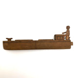 Fabulous Carved Folk Art Man and Boat with Moveable Arms and Rudder