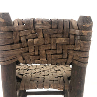 Beautifully Crafted Antique Carved Wood and Woven Ash Splint Chair