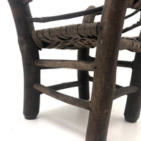 Beautifully Crafted Antique Carved Wood and Woven Ash Splint Chair