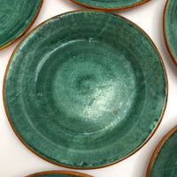 Italian Faience Green and Orange Lidded Bowls and Plates-Reserved for KS
