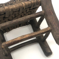 Beautifully Crafted Antique Carved Wood and Woven Ash Splint Chair