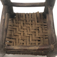 Beautifully Crafted Antique Carved Wood and Woven Ash Splint Chair