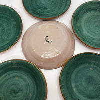 Italian Faience Green and Orange Lidded Bowls and Plates-Reserved for KS