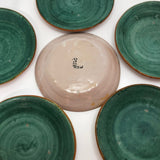 Italian Faience Green and Orange Lidded Bowls and Plates-Reserved for KS