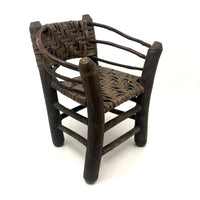 Beautifully Crafted Antique Carved Wood and Woven Ash Splint Chair