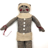 Sweet Old Knit Sock Doll Kitty with Leather Booties