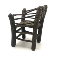 Beautifully Crafted Antique Carved Wood and Woven Ash Splint Chair