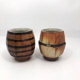 Pair of Japanese Style Faceted Yunomi Studio Pottery Cups, Marked