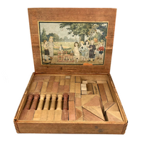 Lovely Large Antique Set of Wooden Building Blocks in Original Box