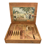 Lovely Large Antique Set of Wooden Building Blocks in Original Box