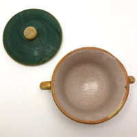 Italian Faience Green and Orange Lidded Bowls and Plates-Reserved for KS