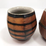 Pair of Japanese Style Faceted Yunomi Studio Pottery Cups, Marked