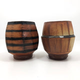 Pair of Japanese Style Faceted Yunomi Studio Pottery Cups, Marked