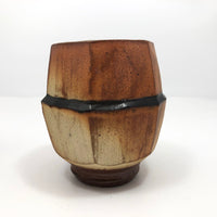 Pair of Japanese Style Faceted Yunomi Studio Pottery Cups, Marked
