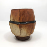 Pair of Japanese Style Faceted Yunomi Studio Pottery Cups, Marked