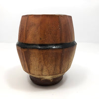 Pair of Japanese Style Faceted Yunomi Studio Pottery Cups, Marked