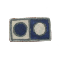 Karin og Aase, Denmark Mid-Century Blue and White Glazed Ceramic Brooch