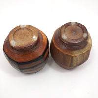 Pair of Japanese Style Faceted Yunomi Studio Pottery Cups, Marked