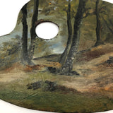 Signed Forest Landscape on Wooden Painter's Palette, 1904, Scandanavian