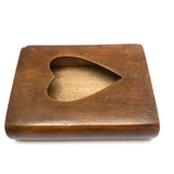 Lovely Antique Treen (Presumed Card) Box with Heart Cutout